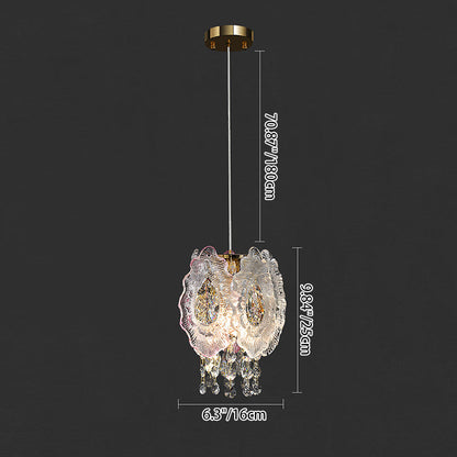 Modern Luxury Iron Crystal Liuli Material Butterfly-shaped 1-Light Pendant Light For Bedroom & Living Room