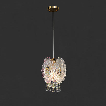 Modern Luxury Iron Crystal Liuli Material Butterfly-shaped 1-Light Pendant Light For Bedroom & Living Room