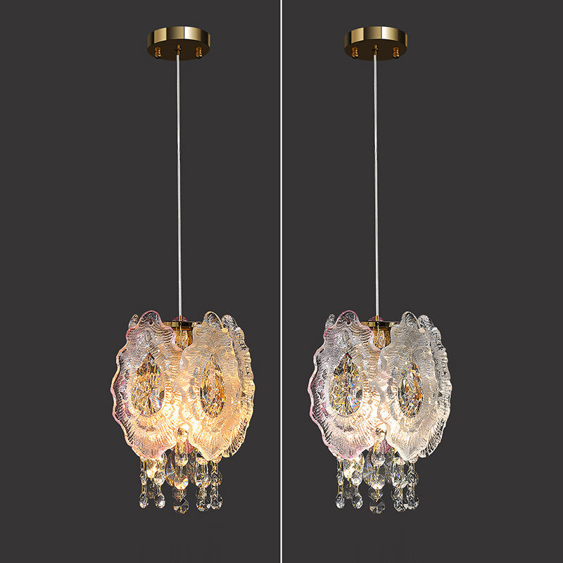 Modern Luxury Iron Crystal Liuli Material Butterfly-shaped 1-Light Pendant Light For Bedroom & Living Room