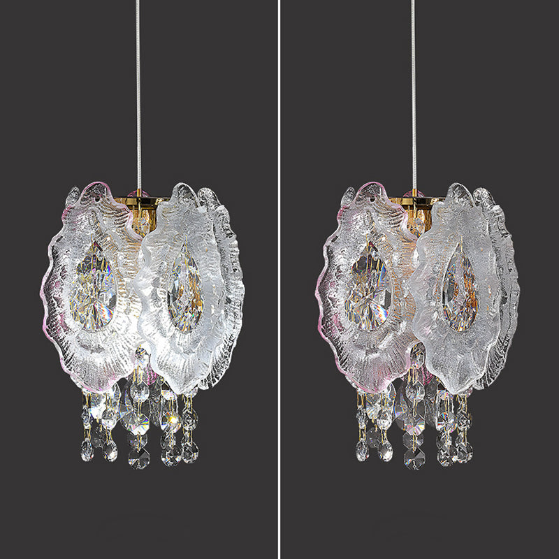 Modern Luxury Iron Crystal Liuli Material Butterfly-shaped 1-Light Pendant Light For Bedroom & Living Room