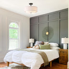 Modern Minimalist Iron Linen Round 1-light Semi-flush Mount Ceiling Light for Living Room & Bedroom
