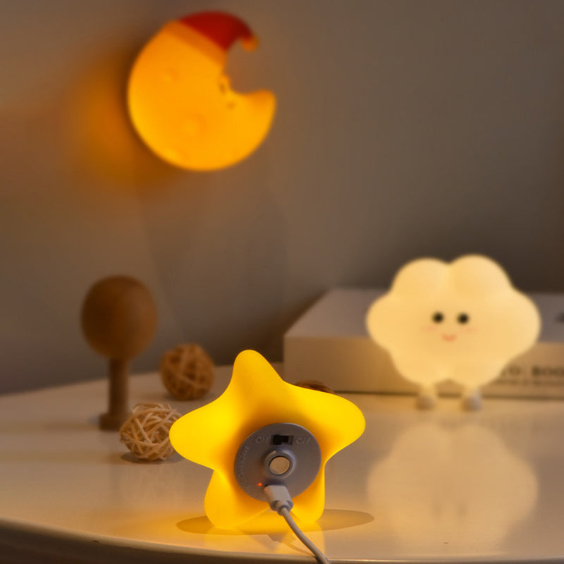 Lumendat Contemporary Creative Silicone ABS Star Moon Cloud Kids USB Charging LED Table Lamp Night Light With Magnetic Design For Bedroom Lumendat