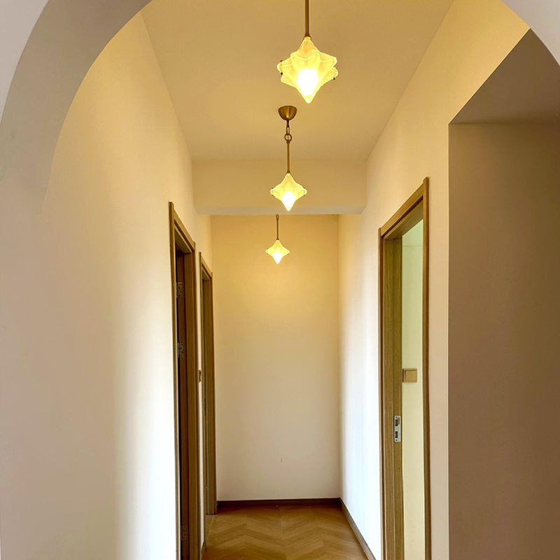 Modern Luxury Iron Glass Star-shaped 1-Light Pendant Light For Living Room
