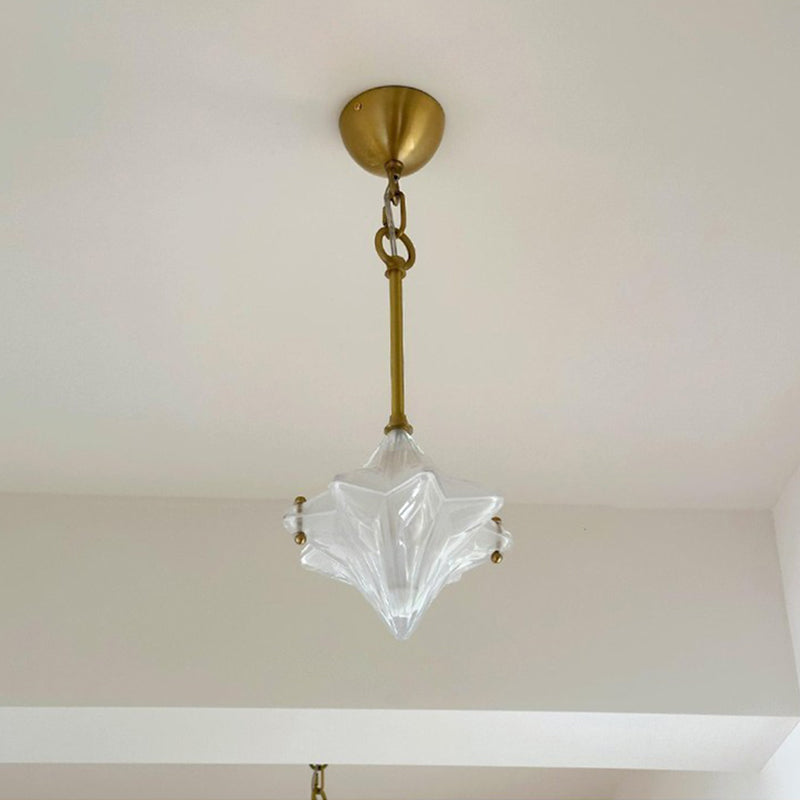 Modern Luxury Iron Glass Star-shaped 1-Light Pendant Light For Living Room