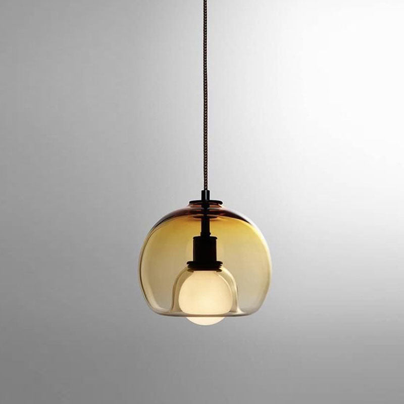 Modern Luxury Glass Metal Bowl 1/3-light Pendant Light for Bedroom BulbSquare