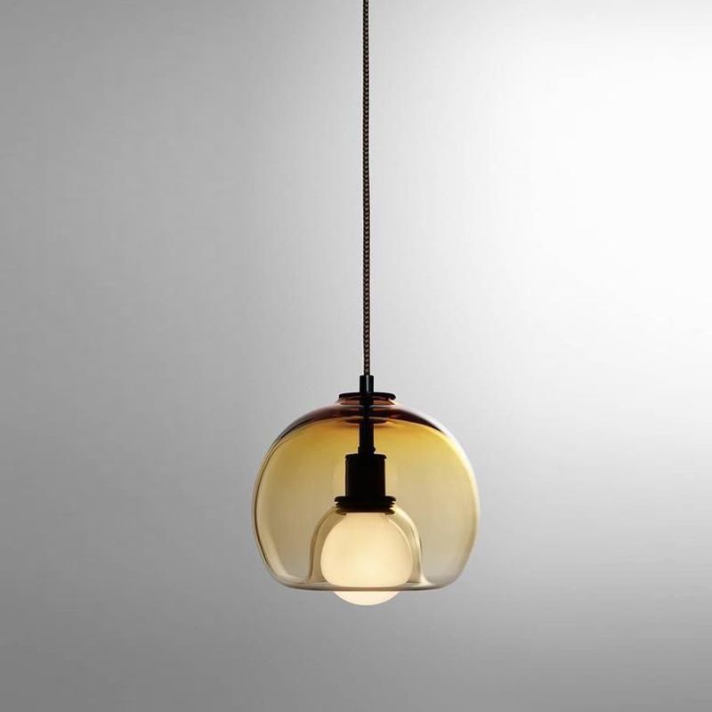 Modern Luxury Glass Metal Bowl 1/3-light Pendant Light for Bedroom BulbSquare