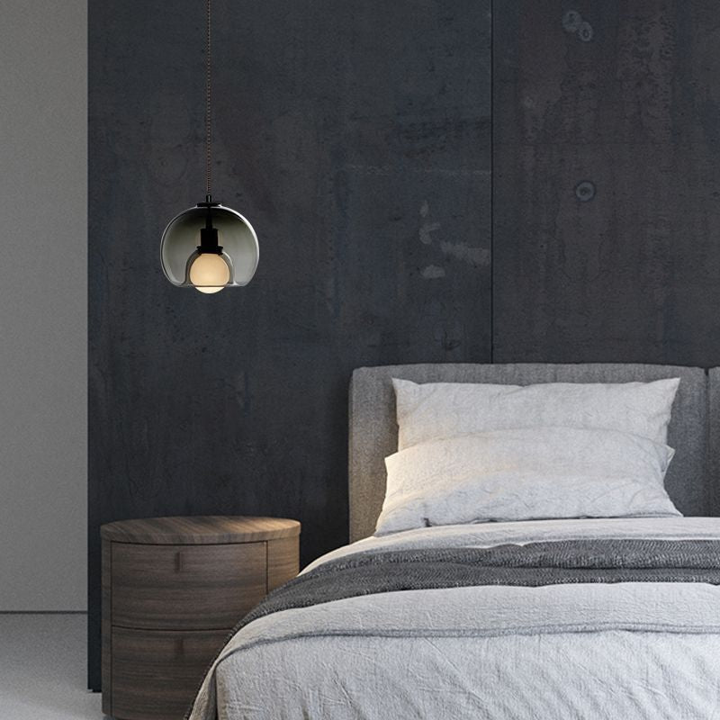 Modern Luxury Glass Metal Bowl 1/3-light Pendant Light for Bedroom BulbSquare