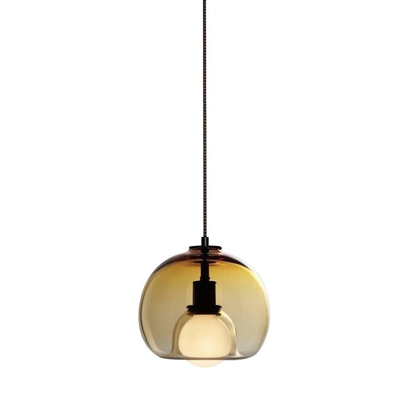 Modern Luxury Glass Metal Bowl 1/3-light Pendant Light for Bedroom BulbSquare
