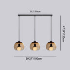 Modern Luxury Glass Metal Bowl 1/3-light Pendant Light for Bedroom BulbSquare