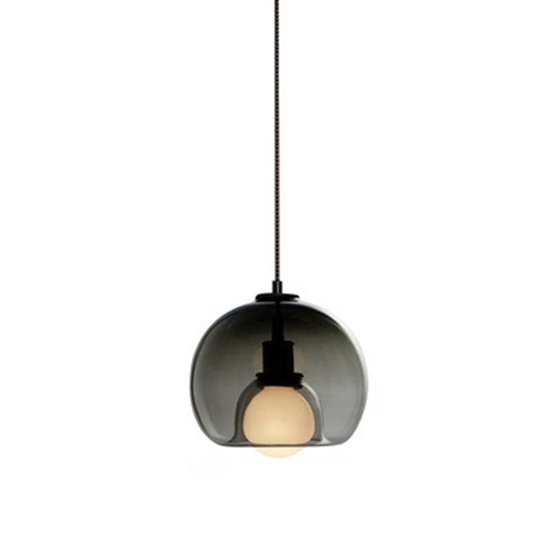 Modern Luxury Glass Metal Bowl 1/3-light Pendant Light for Bedroom BulbSquare