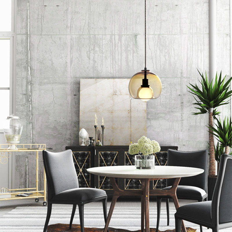 Modern Luxury Glass Metal Bowl 1/3-light Pendant Light for Bedroom BulbSquare