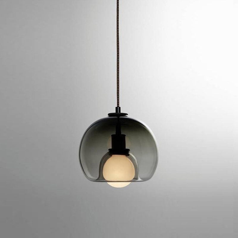 Modern Luxury Glass Metal Bowl 1/3-light Pendant Light for Bedroom BulbSquare