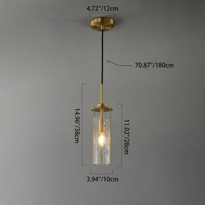 Contemporary Luxury Copper Glass Strip 1-Light Pendant Light For Living Room
