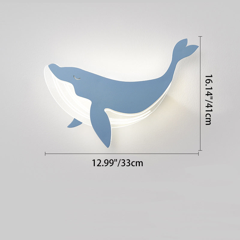 Lumendat Modern Minimalist Kids Iron Acrylic Rabbit & Dolphin LED Wall Sconce Lamp for Bedroom Lumendat