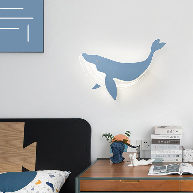 Lumendat Modern Minimalist Kids Iron Acrylic Rabbit & Dolphin LED Wall Sconce Lamp for Bedroom Lumendat
