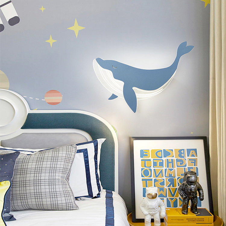 Lumendat Modern Minimalist Kids Iron Acrylic Rabbit & Dolphin LED Wall Sconce Lamp for Bedroom Lumendat