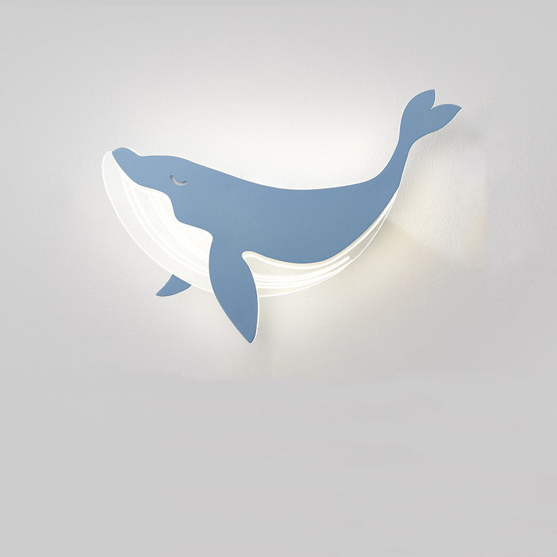 Lumendat Modern Minimalist Kids Iron Acrylic Rabbit & Dolphin LED Wall Sconce Lamp for Bedroom Lumendat