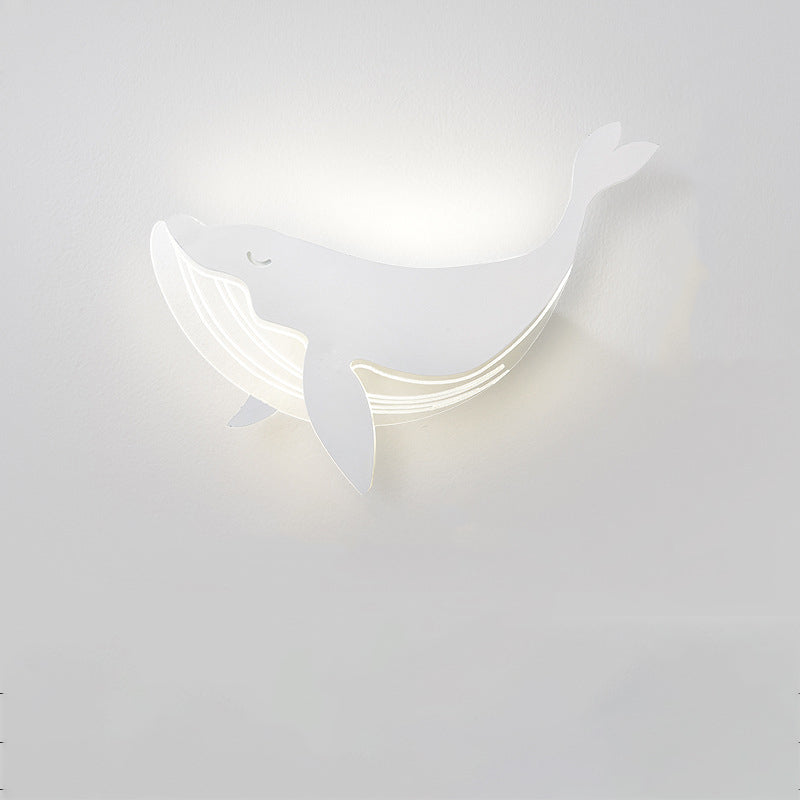 Lumendat Modern Minimalist Kids Iron Acrylic Rabbit & Dolphin LED Wall Sconce Lamp for Bedroom Lumendat