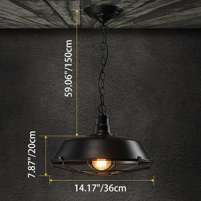 Contemporary Industrial Saucepan Lid Iron 1-Light Pendant Light For Dining Room