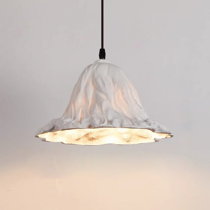 Traditional Japanese Lotus Leaf Metal Resin 1-Light Pendant Light For Dining Room