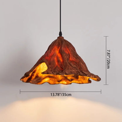 Traditional Japanese Lotus Leaf Metal Resin 1-Light Pendant Light For Dining Room