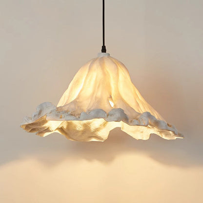 Traditional Japanese Lotus Leaf Metal Resin 1-Light Pendant Light For Dining Room