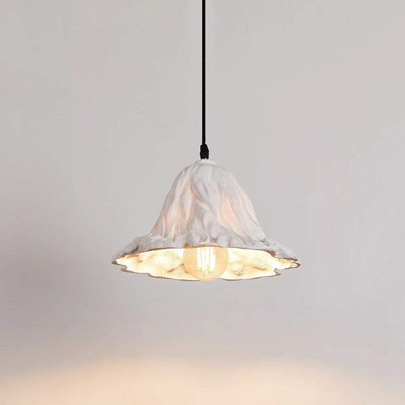 Traditional Japanese Lotus Leaf Metal Resin 1-Light Pendant Light For Dining Room