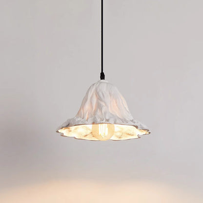 Traditional Japanese Lotus Leaf Metal Resin 1-Light Pendant Light For Dining Room
