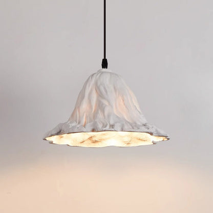 Traditional Japanese Lotus Leaf Metal Resin 1-Light Pendant Light For Dining Room