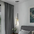 Modern Minimalist Elliptical Iron Aluminum Acrylic LED Pendant Light for Bedroom