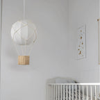 Modern Minimalist Kids Hot Air Balloon Fabric Iron Rattan Weaving 1-light Pendant Light for Bedroom BulbSquare