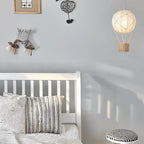 Modern Minimalist Kids Hot Air Balloon Fabric Iron Rattan Weaving 1-light Pendant Light for Bedroom BulbSquare