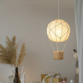 Modern Minimalist Kids Hot Air Balloon Fabric Iron Rattan Weaving 1-light Pendant Light for Bedroom BulbSquare