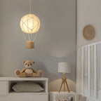 Modern Minimalist Kids Hot Air Balloon Fabric Iron Rattan Weaving 1-light Pendant Light for Bedroom BulbSquare
