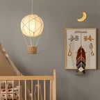 Modern Minimalist Kids Hot Air Balloon Fabric Iron Rattan Weaving 1-light Pendant Light for Bedroom BulbSquare
