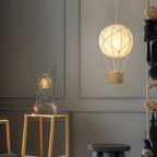 Modern Minimalist Kids Hot Air Balloon Fabric Iron Rattan Weaving 1-light Pendant Light for Bedroom BulbSquare