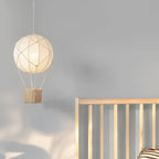 Modern Minimalist Kids Hot Air Balloon Fabric Iron Rattan Weaving 1-light Pendant Light for Bedroom BulbSquare