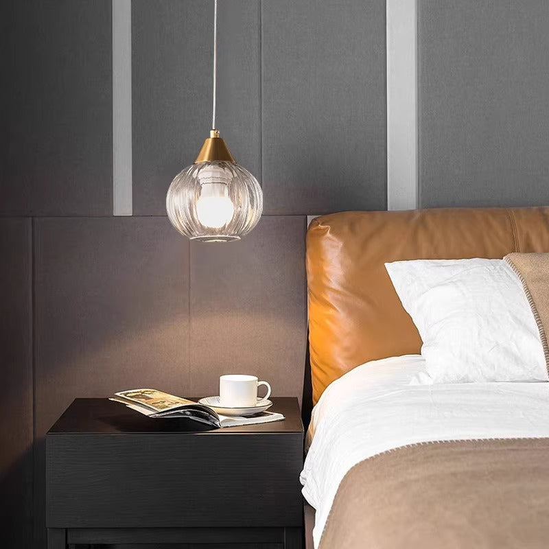 Modern Minimalist Pumpkin Iron Glass 1-Light Pendant Light For Living Room