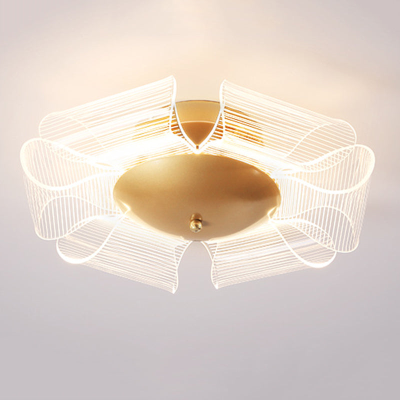 Contemporary Luxury Flower Acrylic Iron LED Semi-flush Mount Ceiling Light for Living Room
