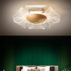 Contemporary Luxury Flower Acrylic Iron LED Semi-flush Mount Ceiling Light for Living Room