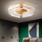 Contemporary Luxury Flower Acrylic Iron LED Semi-flush Mount Ceiling Light for Living Room