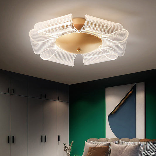 Contemporary Luxury Flower Acrylic Iron LED Semi-flush Mount Ceiling Light for Living Room