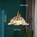 Contemporary Nordic Flower Copper Glass 1-Light Pendant Light For Living Room