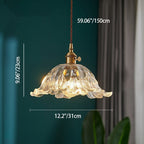 Contemporary Nordic Flower Copper Glass 1-Light Pendant Light For Living Room