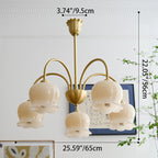 Traditional Rustic Tulip Floral Copper Resin 3/5/6/8-light Chandelier for Living Room BulbSquare