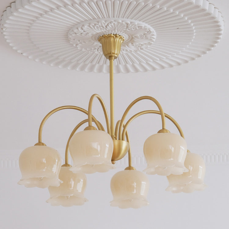 Traditional Rustic Tulip Floral Copper Resin 3/5/6/8-light Chandelier for Living Room BulbSquare