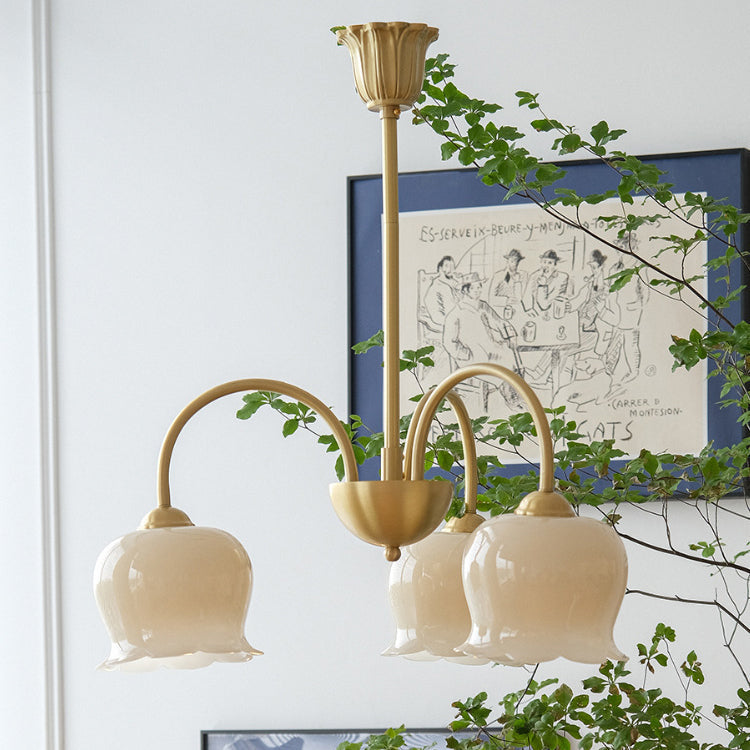 Traditional Rustic Tulip Floral Copper Resin 3/5/6/8-light Chandelier for Living Room BulbSquare