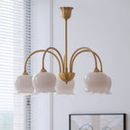 Traditional Rustic Tulip Floral Copper Resin 3/5/6/8-light Chandelier for Living Room BulbSquare