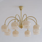 Traditional Rustic Tulip Floral Copper Resin 3/5/6/8-light Chandelier for Living Room BulbSquare