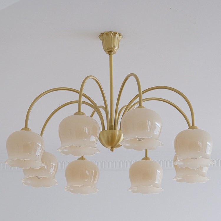Traditional Rustic Tulip Floral Copper Resin 3/5/6/8-light Chandelier for Living Room BulbSquare